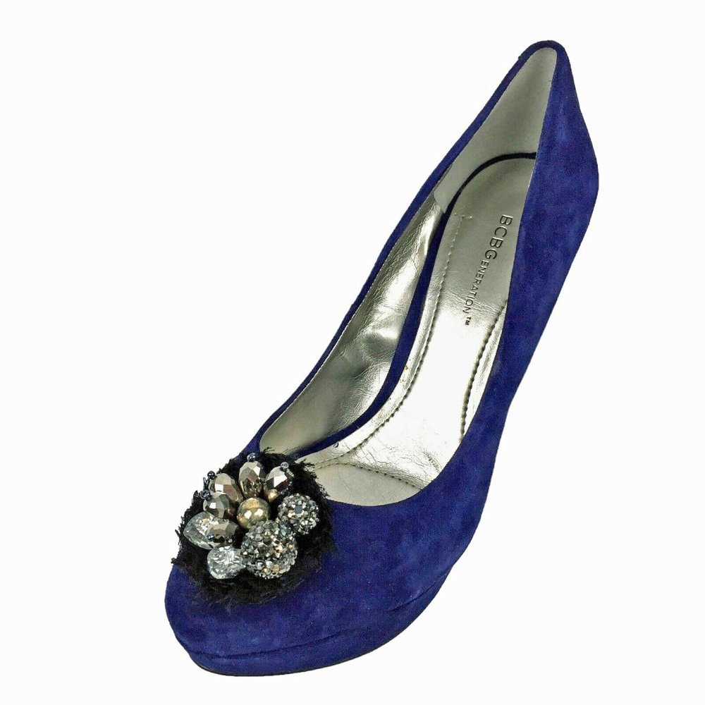 BCBGeneration‎ Scottie Suede Embellished Vamp Platform Stilettos